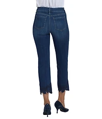 NYDJ Marilyn Stretch Denim Straight Leg Scalloped Floral Embroidered Jeans