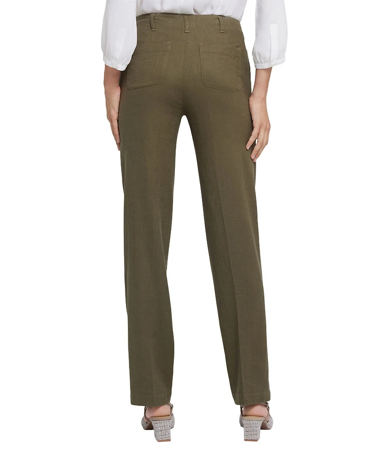NYDJ Marilyn Stretch Linen Blend Straight Leg Pants