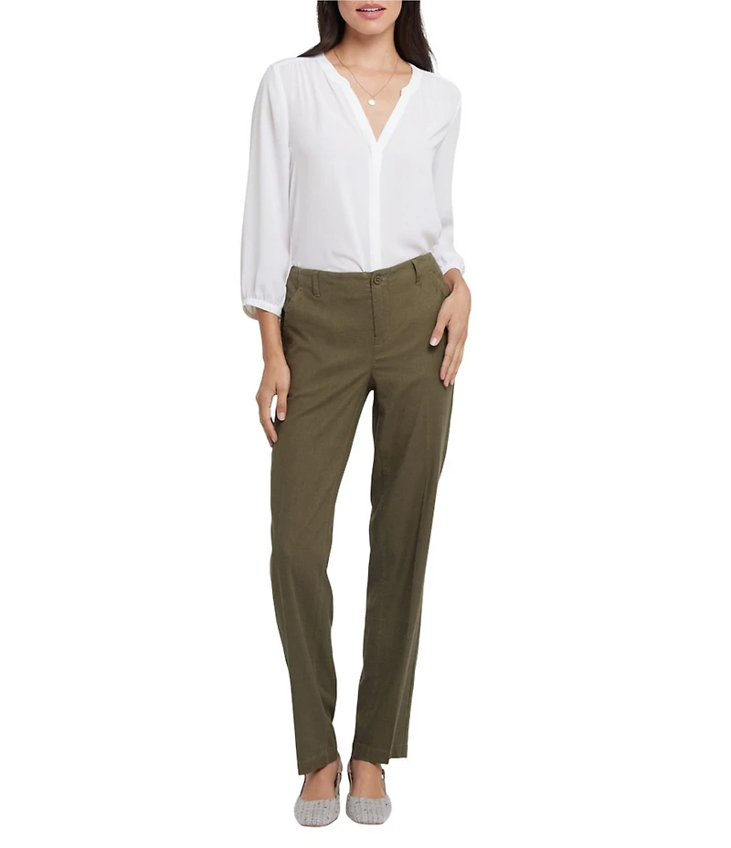 NYDJ Marilyn Stretch Linen Blend Straight Leg Pants