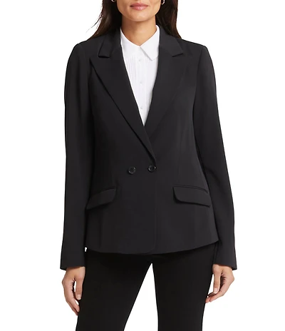 NYDJ Peak Lapel Collar Long Sleeve Double Breasted Modern Blazer Jacket