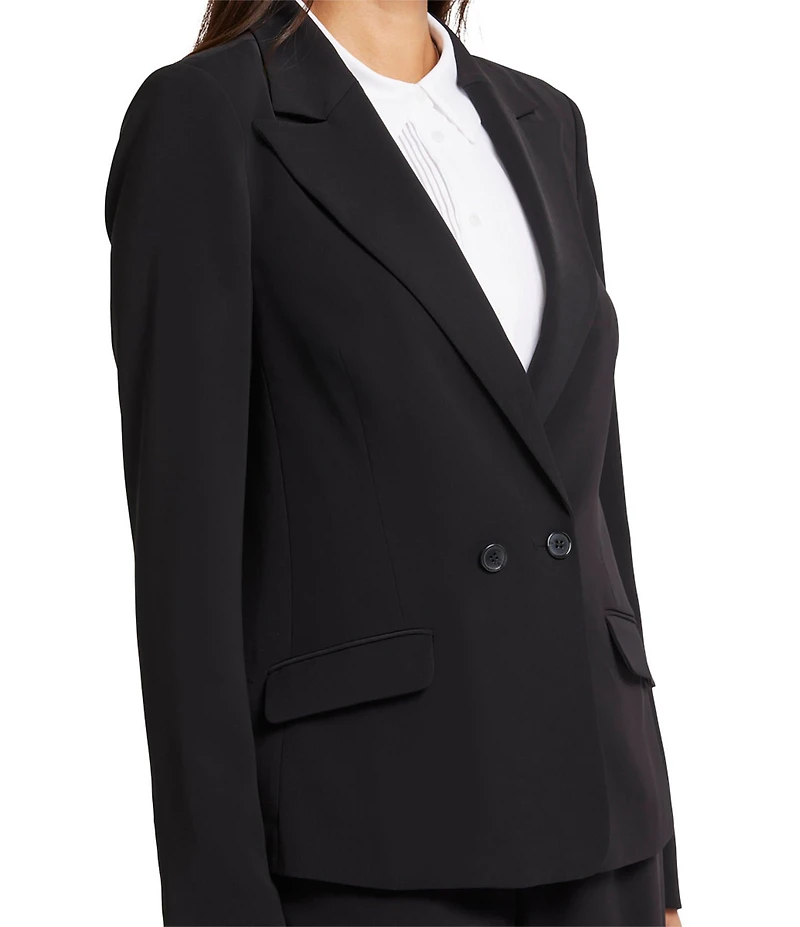 NYDJ Peak Lapel Collar Long Sleeve Double Breasted Modern Blazer Jacket