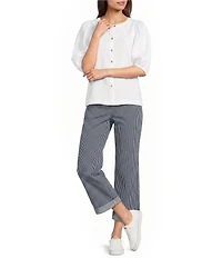 NYDJ Petite Size Bailey Stripe Denim High Rise Straight Leg Crop Length Jeans