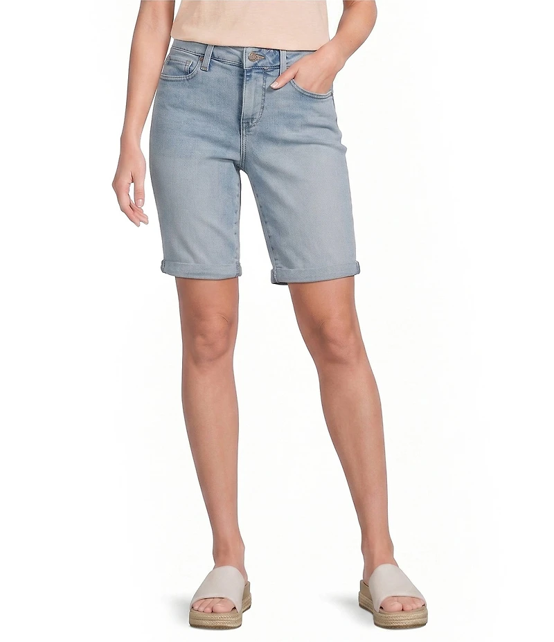 NYDJ Petite Size Briella Mid-Rise Denim Rolled Cuff Shorts