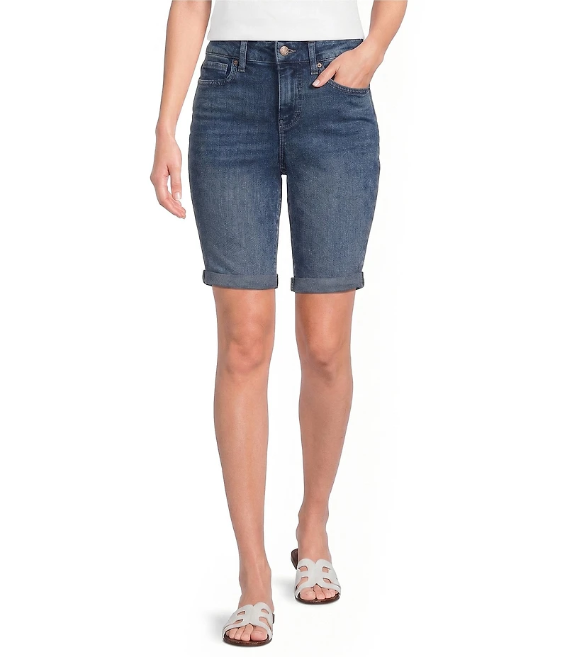 NYDJ Petite Size Briella Mid-Rise Denim Rolled Cuff Shorts