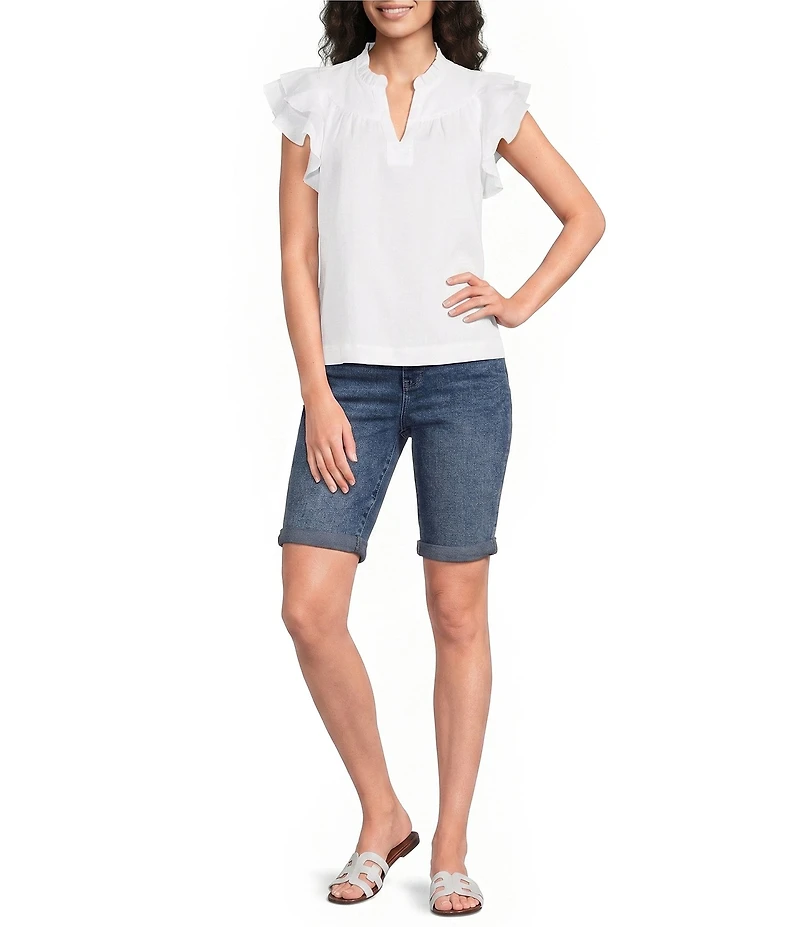 NYDJ Petite Size Briella Mid-Rise Denim Rolled Cuff Shorts