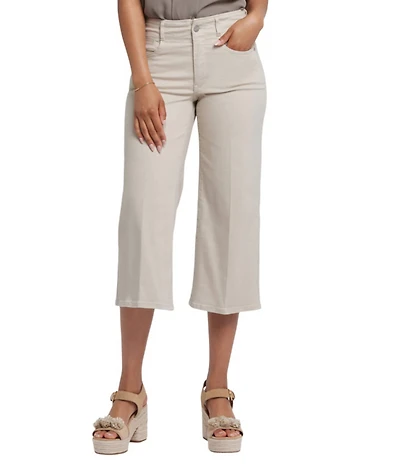 NYDJ Petite Size Brigitte High Waisted Wide Leg Capri Jeans