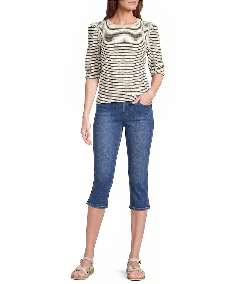 NYDJ Petite Size Chloe Capri Side Slit Jeans