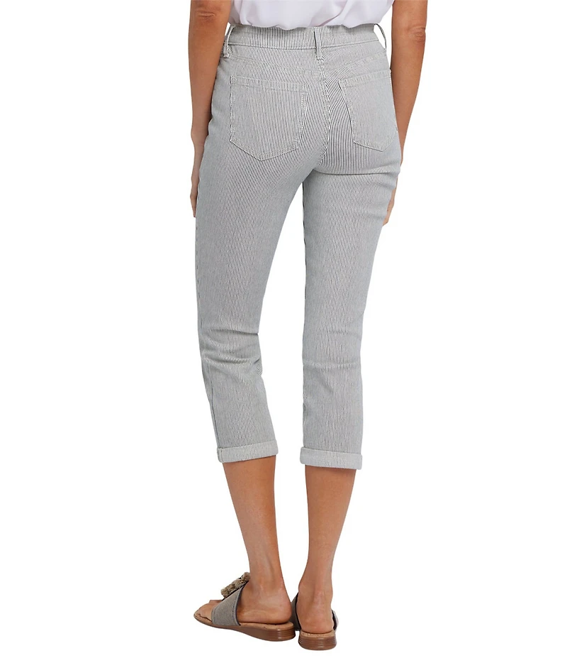 NYDJ Petite Size Chloe Lift Tuck® Technology Luarca Stripe Slim Leg Cuff Capri Jeans