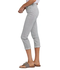 NYDJ Petite Size Chloe Lift Tuck® Technology Luarca Stripe Slim Leg Cuff Capri Jeans