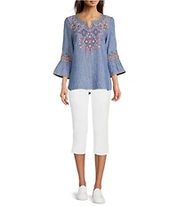 NYDJ Petite Size Chloe Side Slit Hem Capri Jeans