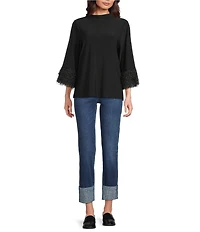 NYDJ Petite Size Lift Tuck® Technology Rhinestone Embellished Cuff Slim Ankle Jeans