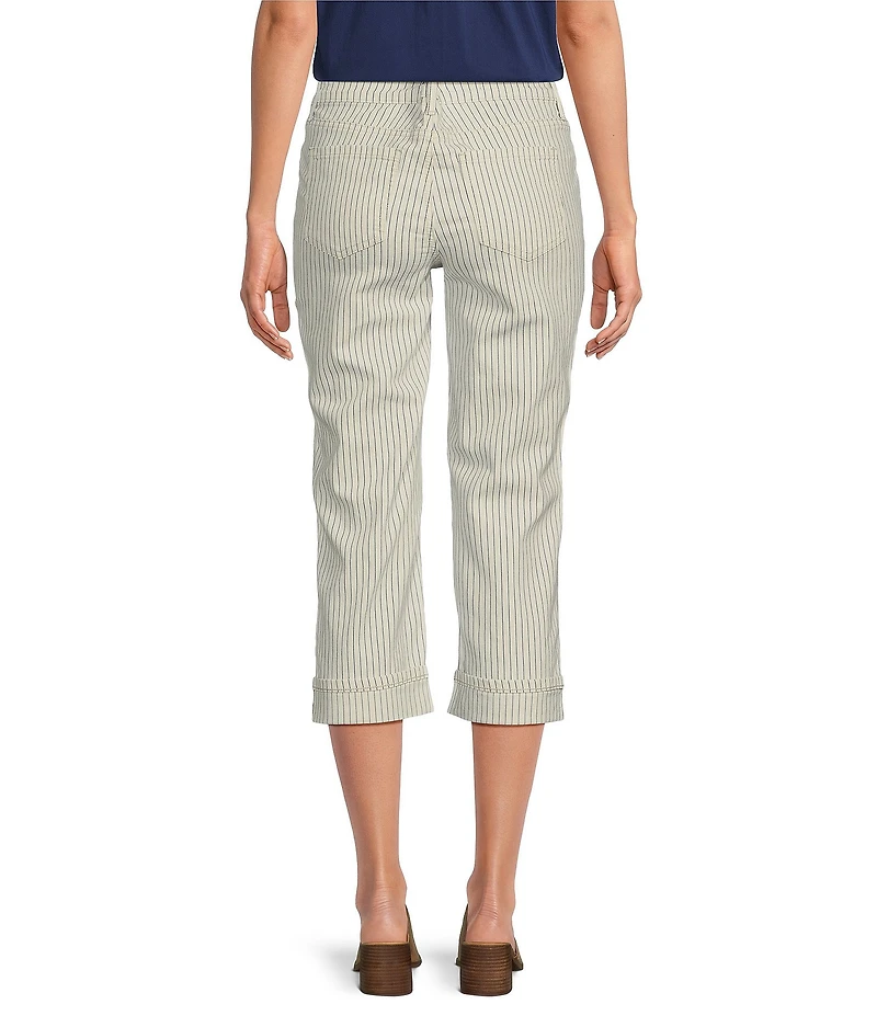 NYDJ Petite Size Marilyn Lift Tuck® Technology Palencia Stripe Straight Cuff Crop Jeans