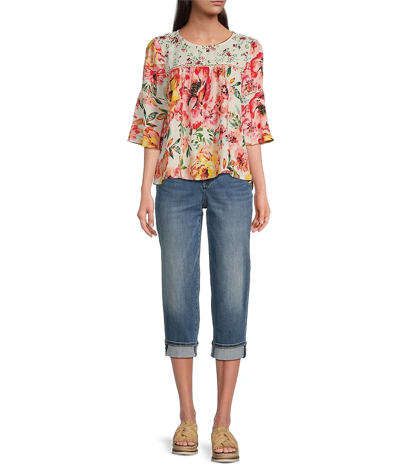 NYDJ Petite Size Marilyn Cuffed Cool Embrace® Lift Tuck® Capri Denim Jeans
