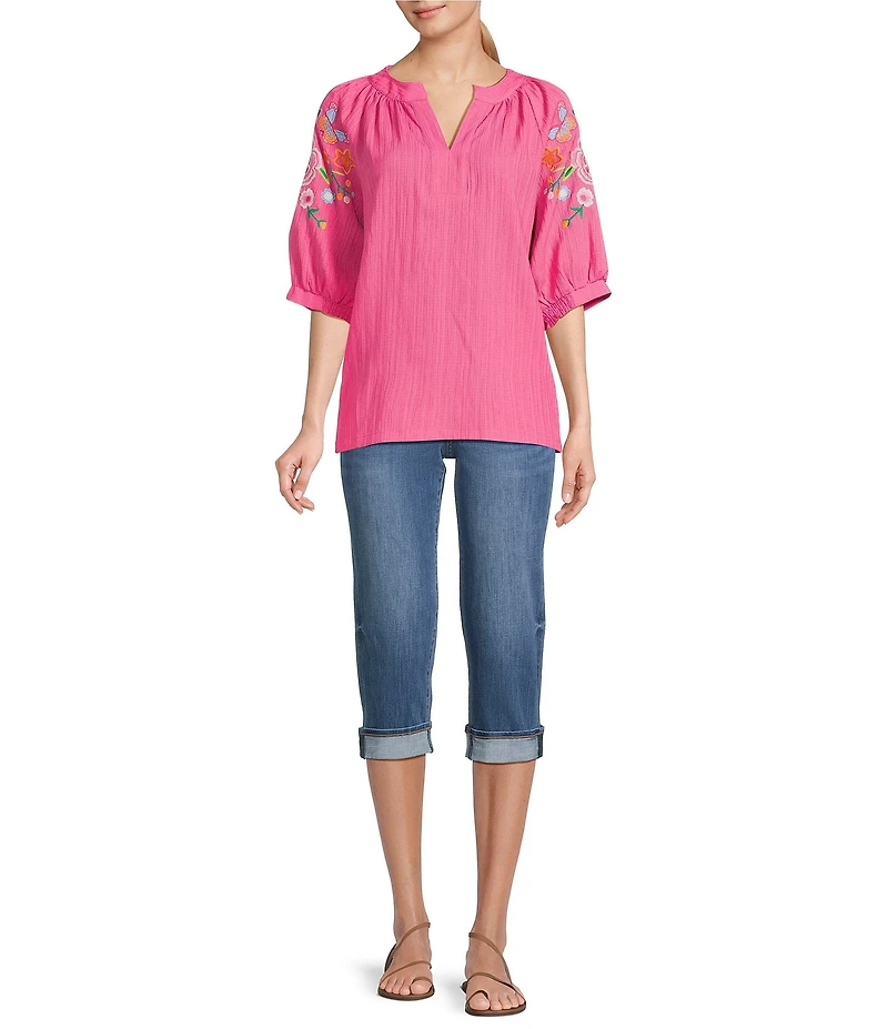 NYDJ Petite Size Marilyn Cuffed Cool Embrace® Lift Tuck® Capri Denim Jeans