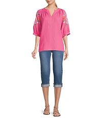 NYDJ Petite Size Marilyn Cuffed Cool Embrace® Lift Tuck® Capri Denim Jeans