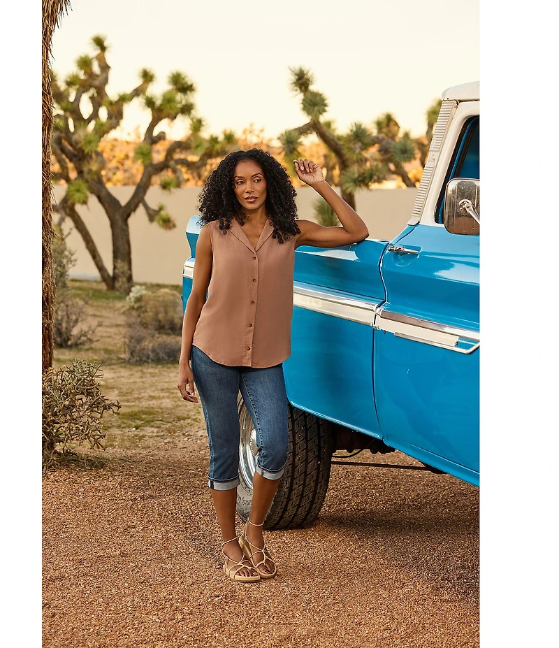 NYDJ Petite Size Marilyn Cuffed Cool Embrace® Lift Tuck® Capri Denim Jeans