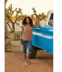 NYDJ Petite Size Marilyn Cuffed Cool Embrace® Lift Tuck® Capri Denim Jeans