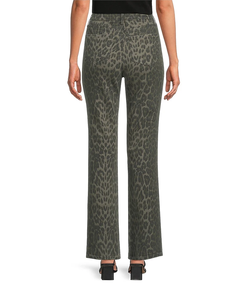 NYDJ Petite Size Marilyn Leopard Straight Leg High Rise Jeans
