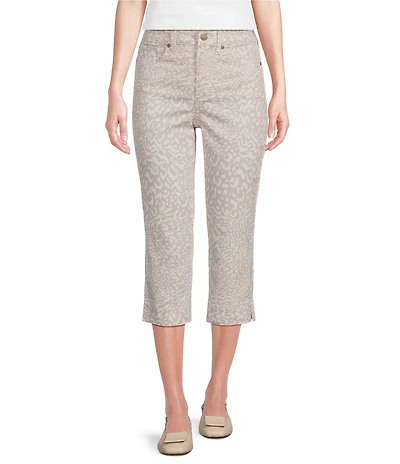 NYDJ Petite Size Marilyn Lift Tuck® Technology High Rise Animal Print Straight Leg Crop Jeans