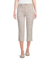NYDJ Petite Size Marilyn Lift Tuck® Technology High Rise Animal Print Straight Leg Crop Jeans