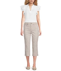 NYDJ Petite Size Marilyn Lift Tuck® Technology High Rise Animal Print Straight Leg Crop Jeans