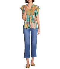 NYDJ Petite Size Marilyn Lift Tuck® Technology Straight Ankle Blanket Stitching Jeans