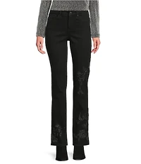 NYDJ Petite Size Marilyn Lift Tuck® Technology Straight Leg Front Embroidery Jeans