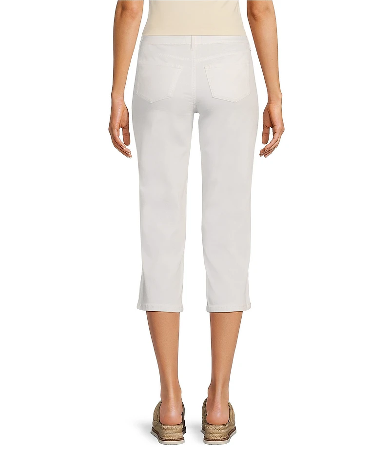NYDJ Petite Size Marilyn Lift Tuck® Technology Straight Leg Side Button Plackets Hem Crop Jeans