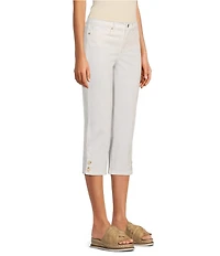 NYDJ Petite Size Marilyn Lift Tuck® Technology Straight Leg Side Button Plackets Hem Crop Jeans