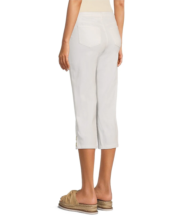 NYDJ Petite Size Marilyn Lift Tuck® Technology Straight Leg Side Button Plackets Hem Crop Jeans