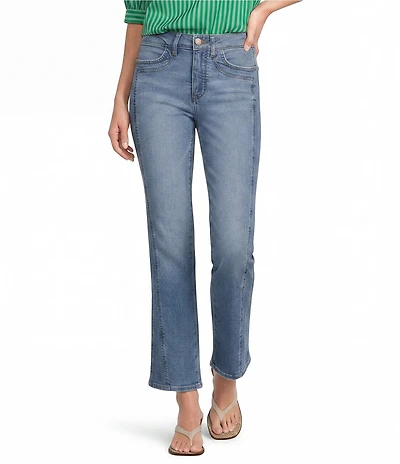 NYDJ Petite Size Marilyn Stretch Denim Straight Leg Ankle Length Paneled Seam Jeans