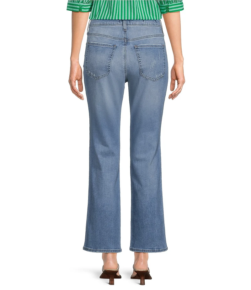 NYDJ Petite Size Marilyn Stretch Denim Straight Leg Ankle Length Paneled Seam Jeans