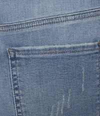 NYDJ Petite Size Marilyn Stretch Denim Straight Leg Ankle Length Paneled Seam Jeans