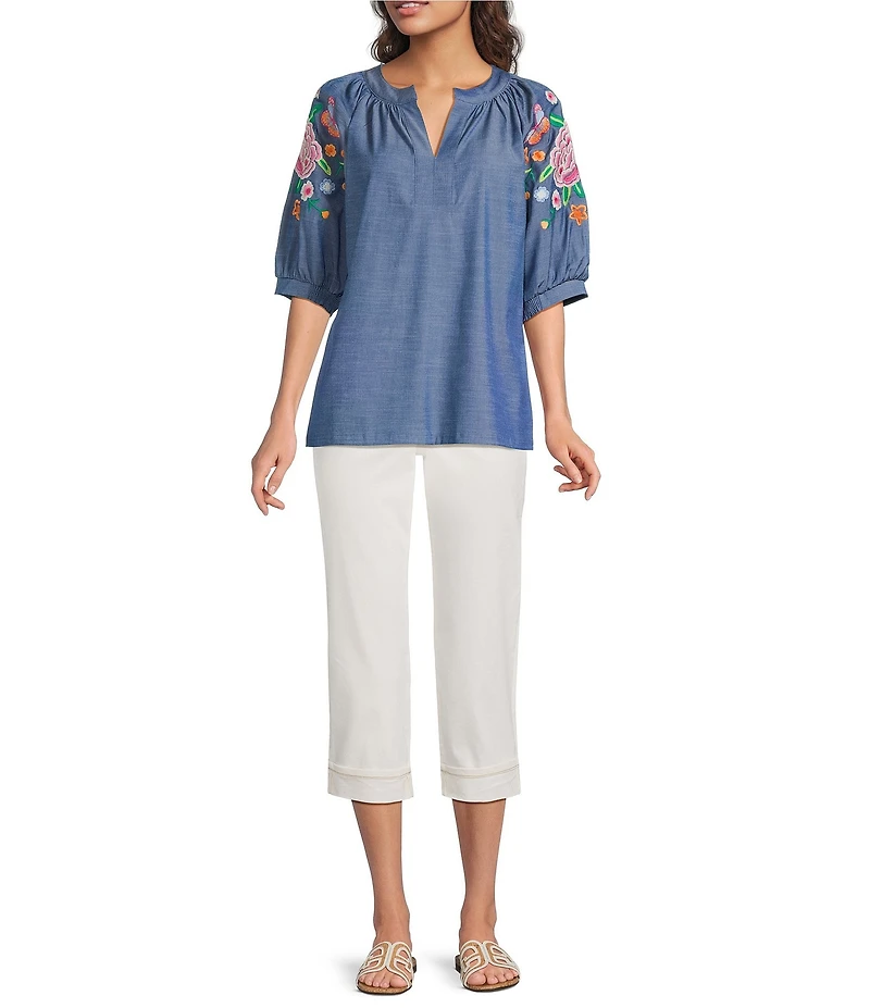 NYDJ Petite Size Marilyn Stretch Denim Straight Leg Capri Jeans