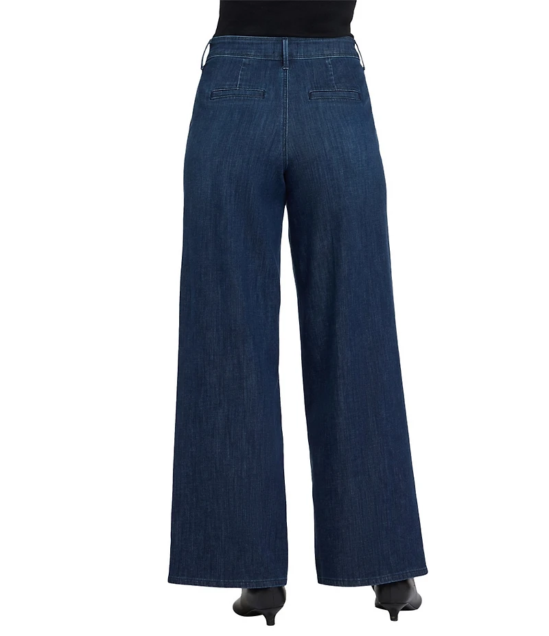 NYDJ Petite Size Mona Stretch Denim High-Rise Wide Leg Trouser Jeans
