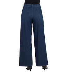 NYDJ Petite Size Mona Stretch Denim High-Rise Wide Leg Trouser Jeans