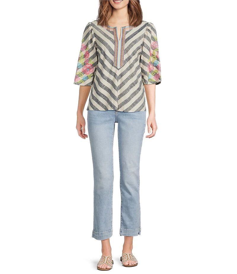 NYDJ Petite Size Sheri Lift Tuck® Technology Stretch Denim Slim Straight Ankle Jeans