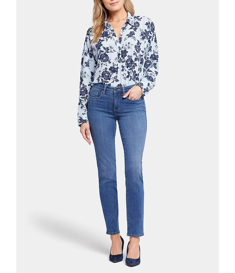 NYDJ Petite Size Sheri Slim Mid Rise Stretch Denim Jeans