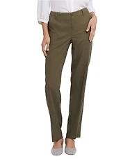 NYDJ Petite Size Solid Marilyn Stretch Linen Blend Straight Leg Pants