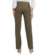 NYDJ Petite Size Solid Marilyn Stretch Linen Blend Straight Leg Pants