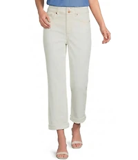 NYDJ Petite Size Stretch Denim Lift Tuck® Technology Straight Leg Cropped Jeans