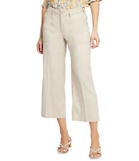NYDJ Petite Size Stretch Linen Blend High Rise Wide Leg Cargo Capri Pants