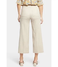 NYDJ Petite Size Stretch Linen Blend High Rise Wide Leg Cargo Capri Pants