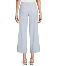 NYDJ Petite Size Stretch Linen Blend High Rise Wide Leg Cargo Capri Pants