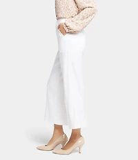 NYDJ Petite Size Stretch Linen Blend High Rise Wide Leg Cargo Capri Pants