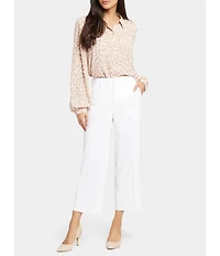 NYDJ Petite Size Stretch Linen Blend High Rise Wide Leg Cargo Capri Pants