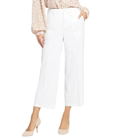 NYDJ Petite Size Stretch Linen Blend High Rise Wide Leg Cargo Crop Pants