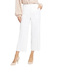 NYDJ Petite Size Stretch Linen Blend High Rise Wide Leg Cargo Crop Pants