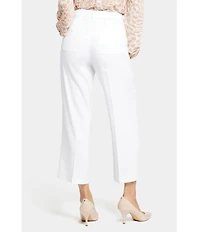 NYDJ Petite Size Stretch Linen Blend High Rise Wide Leg Cargo Crop Pants