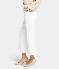 NYDJ Petite Size Stretch Linen Blend High Rise Wide Leg Cargo Crop Pants